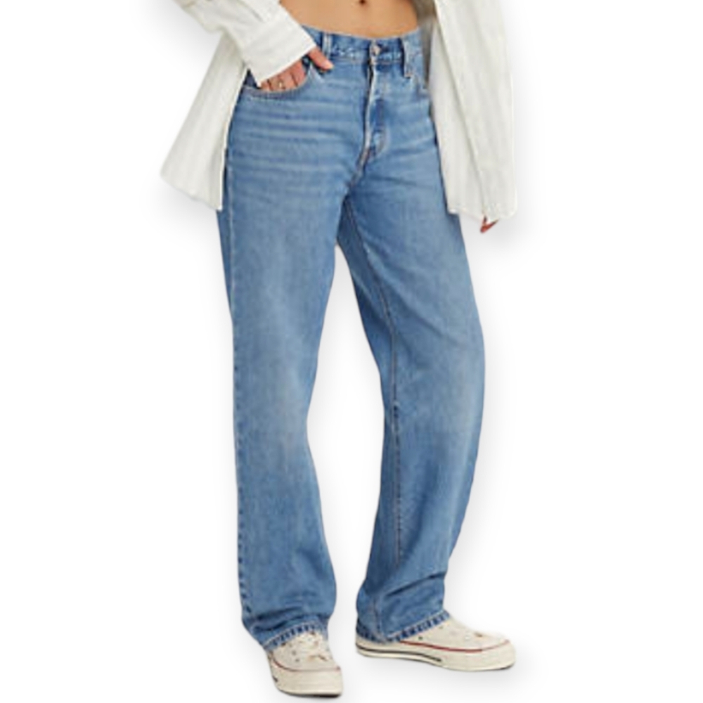 Levi 501 Jeans Men's 36X36 Light Wash Denim Button Fly Classic Red tab Destroyed